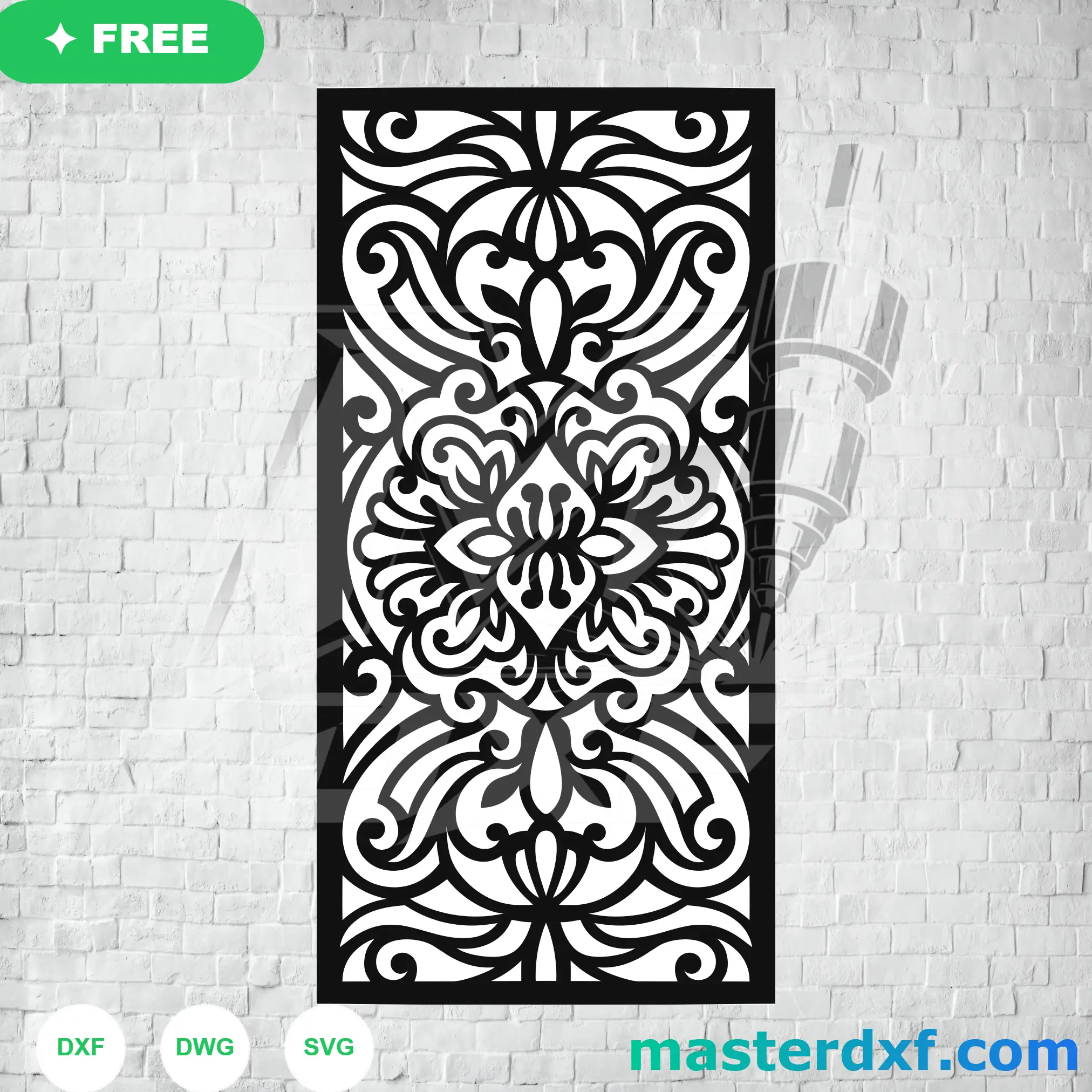 Classical Floral Mandala Foliage Room Divider Vector File DXF File